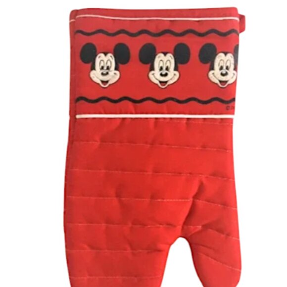 SALE! 90's MICKEY Mouse Oven Mitt / Red & Black Quilted Disney's Pot Holder - Picture 2 of 6
